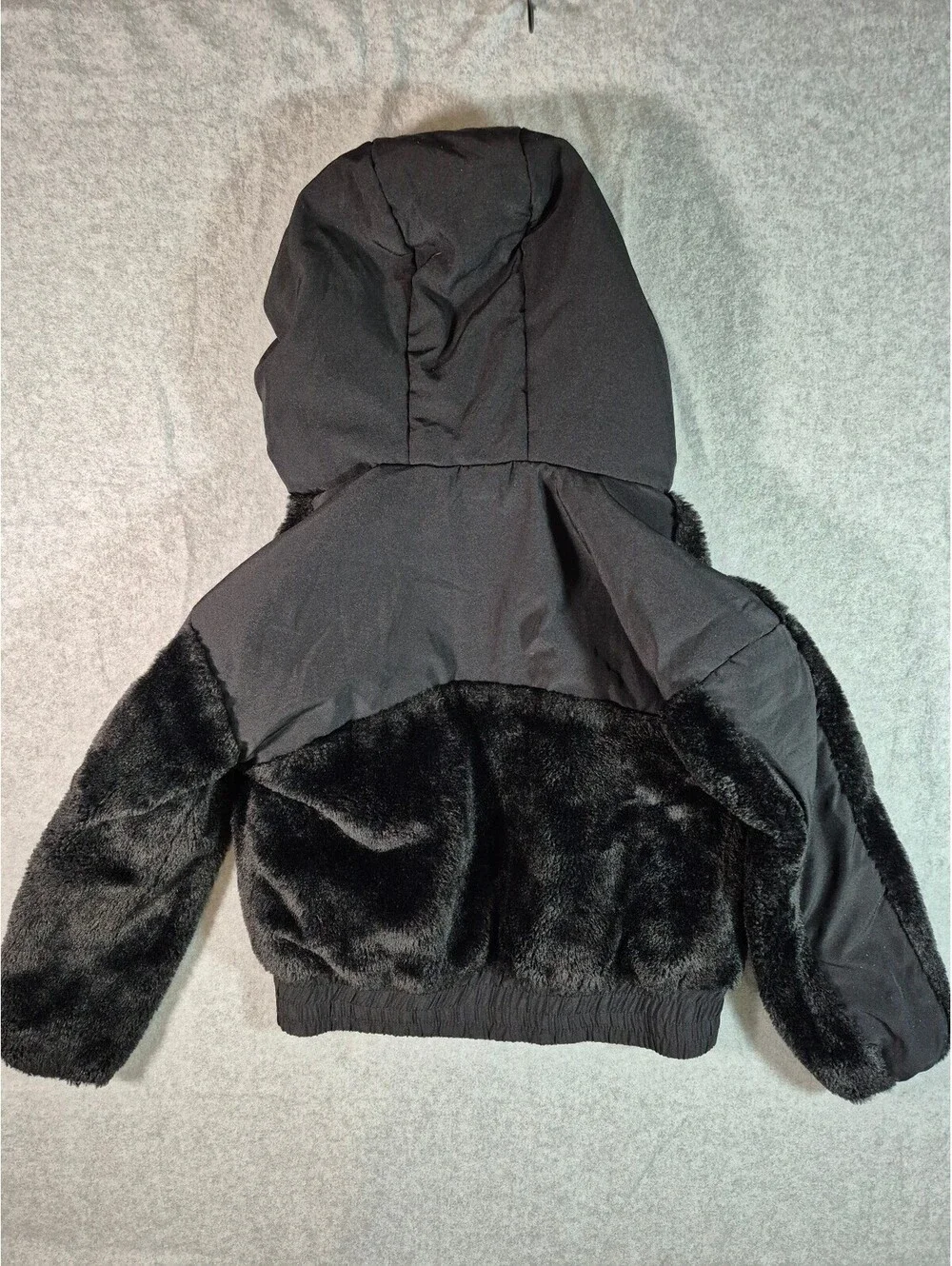 Justice Girls Size 7/8 Black Faux Fur Hooded Winter Jacket